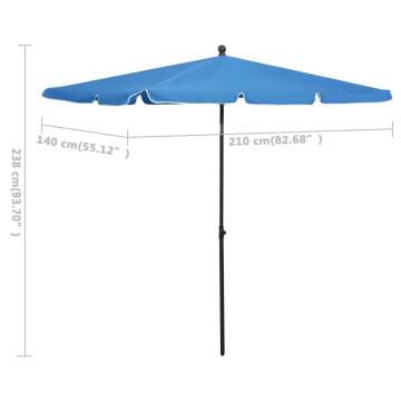 Garden Parasol with Pole 210x140 cm - Azure Blue | HipoMarket