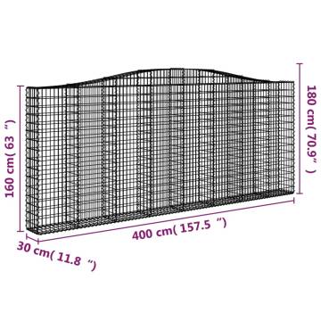 Arched Gabion Baskets - 7 pcs Galvanised Iron for Gardens