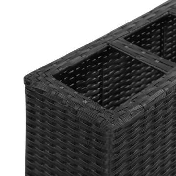 Garden Raised Bed with 4 Pots - Poly Rattan Black