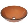 Stylish Brown Tempered Glass Bathroom Sink with Tap