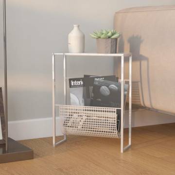 Stylish Silver Magazine Rack | Durable Steel 35x15x45 cm