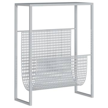 Stylish Silver Magazine Rack | Durable Steel 35x15x45 cm