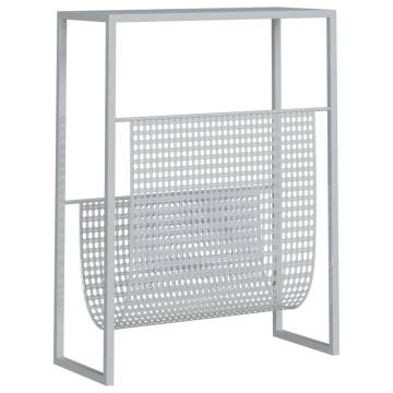 Stylish Silver Magazine Rack | Durable Steel 35x15x45 cm