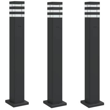 Outdoor Floor Lamps with Outlet - 3pcs Black 80 cm Aluminium