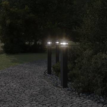 Outdoor Floor Lamps with Outlet - 3pcs Black 80 cm Aluminium