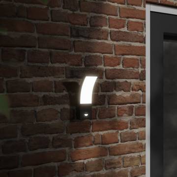 Outdoor LED Wall Lights with Sensors - 2pcs Black Aluminium