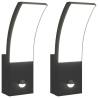 Outdoor LED Wall Lights with Sensors - 2pcs Black Aluminium