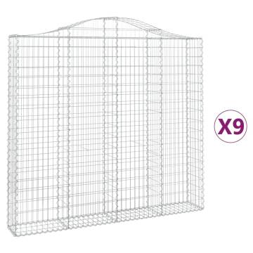 Arched Gabion Baskets 9 pcs - Durable Garden Barriers