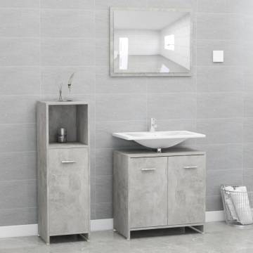 Stylish 3 Piece Bathroom Furniture Set - Concrete Grey