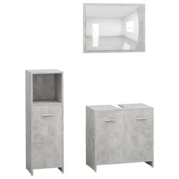 Stylish 3 Piece Bathroom Furniture Set - Concrete Grey