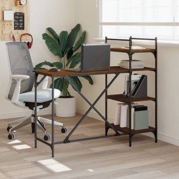 Brown Oak Computer Desk with Shelves - 120x47x109 cm