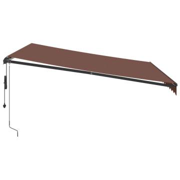 Automatic Retractable Awning with LEDs - Brown 400x350 cm