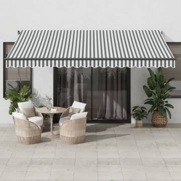 Manual Retractable Awning Anthracite & White 450x350 cm