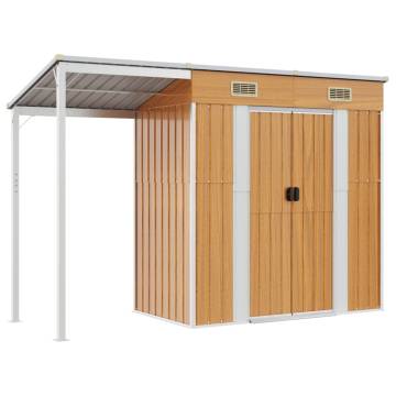 Light Brown Garden Shed with Extended Roof - 277x110.5x181cm