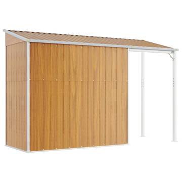 Light Brown Garden Shed with Extended Roof - 277x110.5x181cm