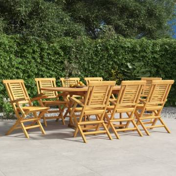 8 Pcs Folding Garden Chairs - Solid Teak Wood | HipoMarket