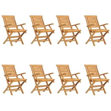 8 Pcs Folding Garden Chairs - Solid Teak Wood | HipoMarket