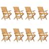 8 Pcs Folding Garden Chairs - Solid Teak Wood | HipoMarket