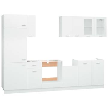 8 Piece Kitchen Cabinet Set - Stylish White Engineered Wood