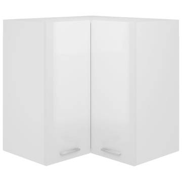 Hanging Corner Cabinet High Gloss White | 57x57x60 cm