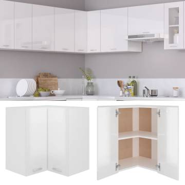 Hanging Corner Cabinet High Gloss White | 57x57x60 cm