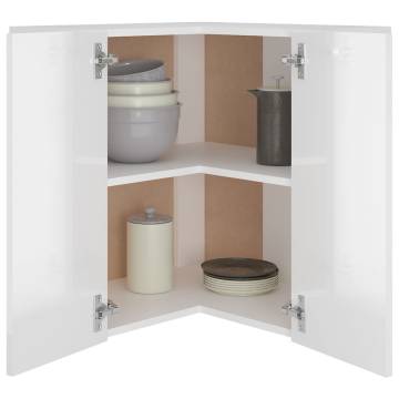 Hanging Corner Cabinet High Gloss White | 57x57x60 cm