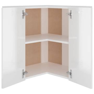 Hanging Corner Cabinet High Gloss White | 57x57x60 cm