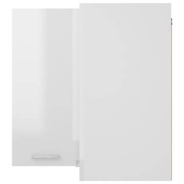 Hanging Corner Cabinet High Gloss White | 57x57x60 cm