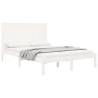 White Solid Wood Pine Bed Frame 150x200 cm King Size