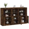 Modern Sideboard with LED Lights - Smoked Oak 162x37x100 cm