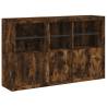 Modern Sideboard with LED Lights - Smoked Oak 162x37x100 cm