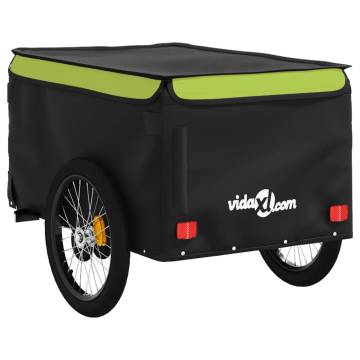 Bike Trailer Black and Green - 45 kg Heavy-Duty Iron