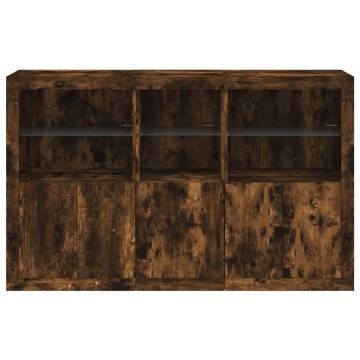 Modern Sideboard with LED Lights - Smoked Oak 162x37x100 cm