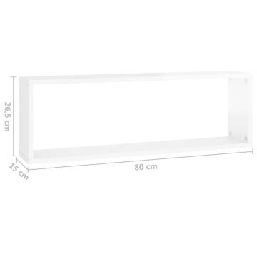 Stylish Wall Cube Shelf Set - 4 pcs High Gloss White