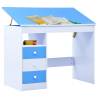 Children Drawing Study Desk Tiltable Blue and White | Hipo Market