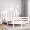 White Bed Frame with Headboard - 120x200 cm Solid Wood