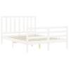 White Bed Frame with Headboard - 120x200 cm Solid Wood