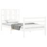 Elegant White Single Bed Frame with Headboard | Solid Wood