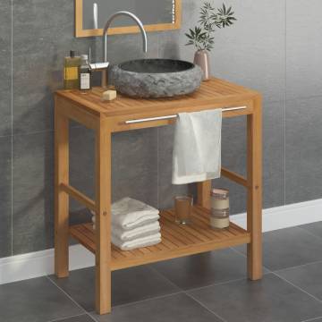 Stylish Bathroom Vanity Cabinet - Solid Teak & Black Marble Sink