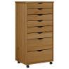 MOSS Honey Brown Rolling Cabinet with Drawers | Hipomarket