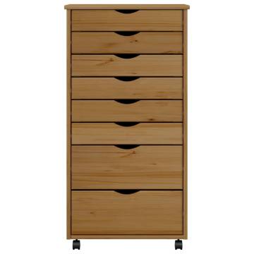 MOSS Honey Brown Rolling Cabinet with Drawers | Hipomarket