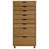 MOSS Honey Brown Rolling Cabinet with Drawers | Hipomarket