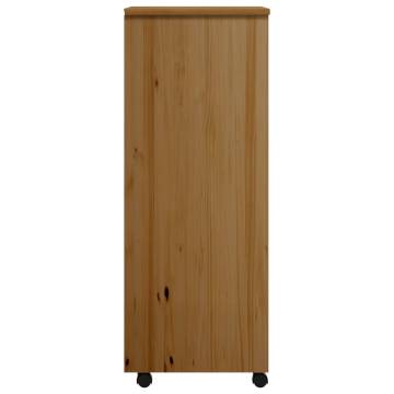 MOSS Honey Brown Rolling Cabinet with Drawers | Hipomarket