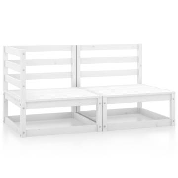 2 Piece Garden Lounge Set - White Solid Pinewood | Hipomarket