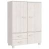 Wardrobe HAMAR White 99x45x137 cm | Solid Pine Wood Storage