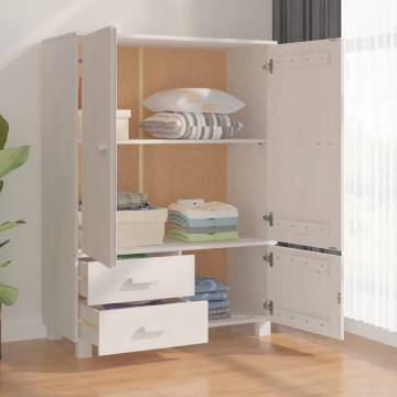 Wardrobe HAMAR White 99x45x137 cm | Solid Pine Wood Storage