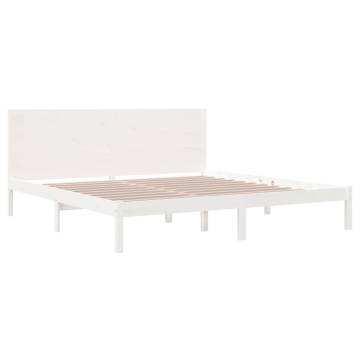 White Solid Wood Pine Bed Frame 200x200 cm | HipoMarket