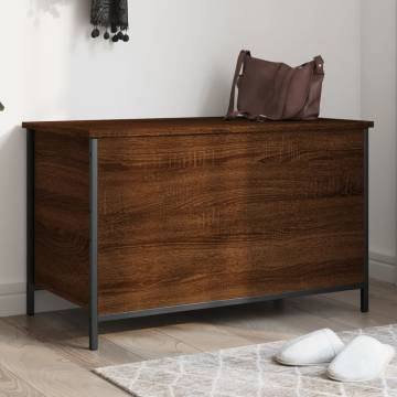 Stylish Brown Oak Storage Bench | 80x42.5x50 cm