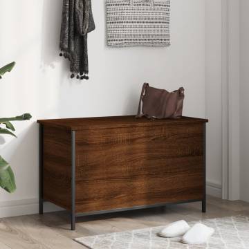 Stylish Brown Oak Storage Bench | 80x42.5x50 cm