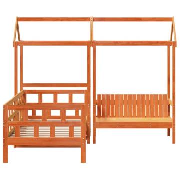 Day Bed Set with Roof Wax Brown 90x200 cm - Solid Wood Pine